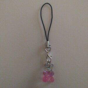 Gummy Bear Cell Phone Charm Strap Light Pink Handmade Car Key Fob Hang Lariat